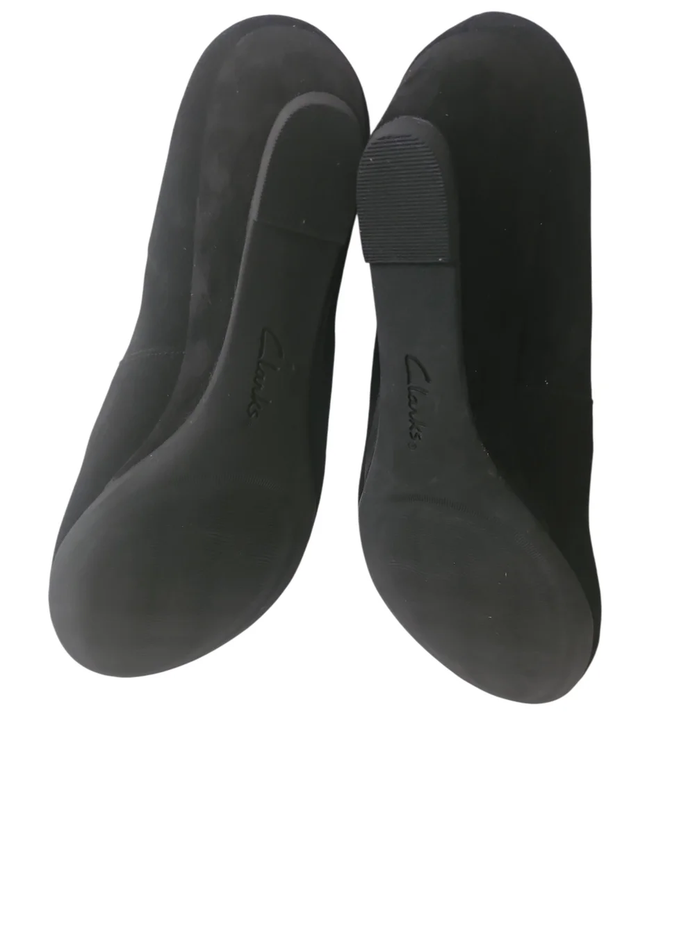 Clarks Flores Tulip Clarks Collection Black Suede Wedge OrthoLite Heel Size 9